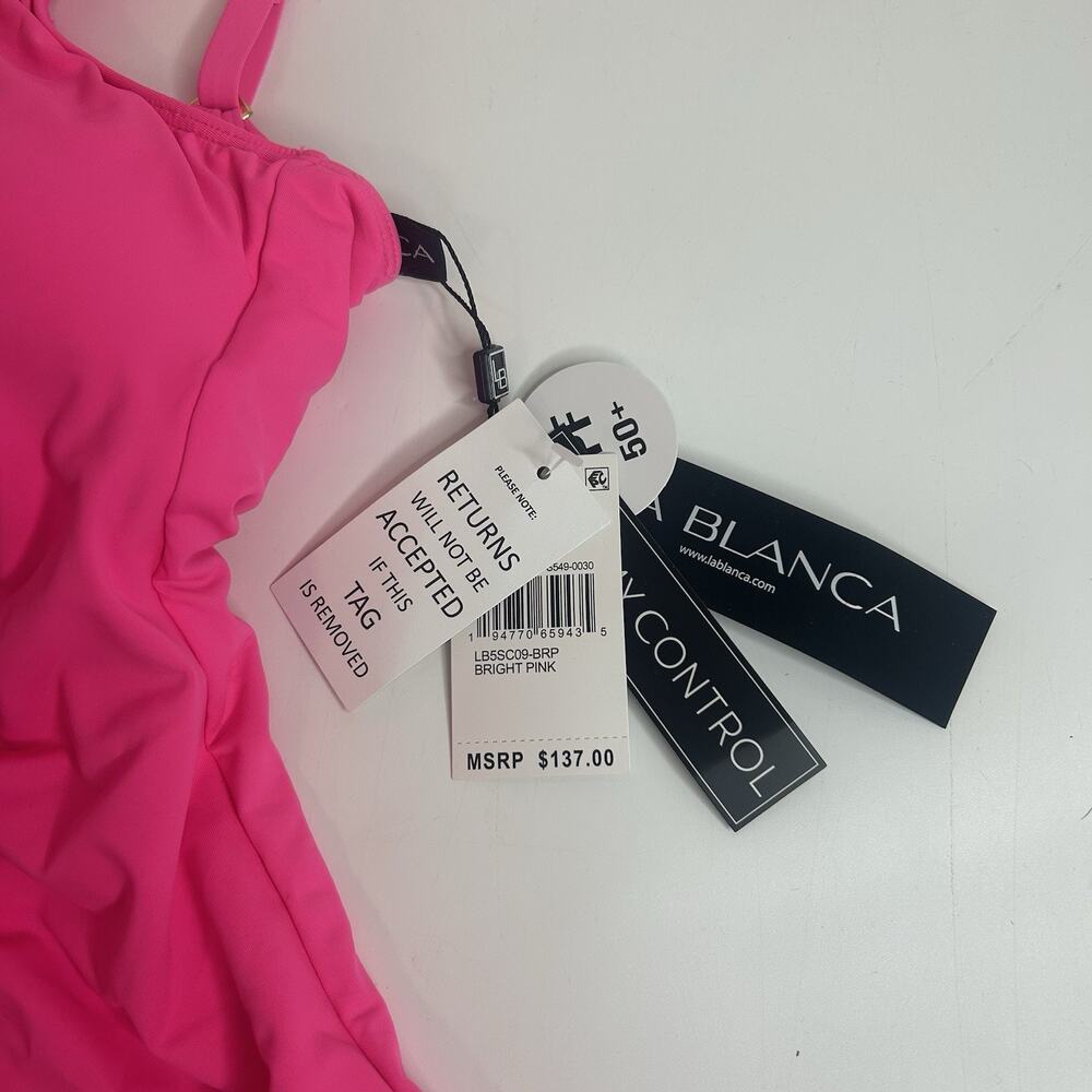 La Blanca Hot Pink Ruffle One-Piece Swimsuit - Picture 3 of 7